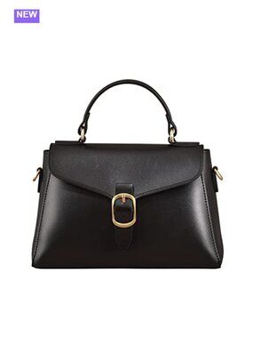 Vegan Leather Flap Top Handle Satchel Handbag Retro Classic Shoulder Purse
